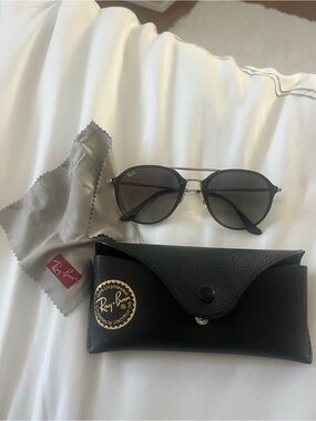 Ray-Ban Women's Black Frame Sunglasses with Gold Bridge